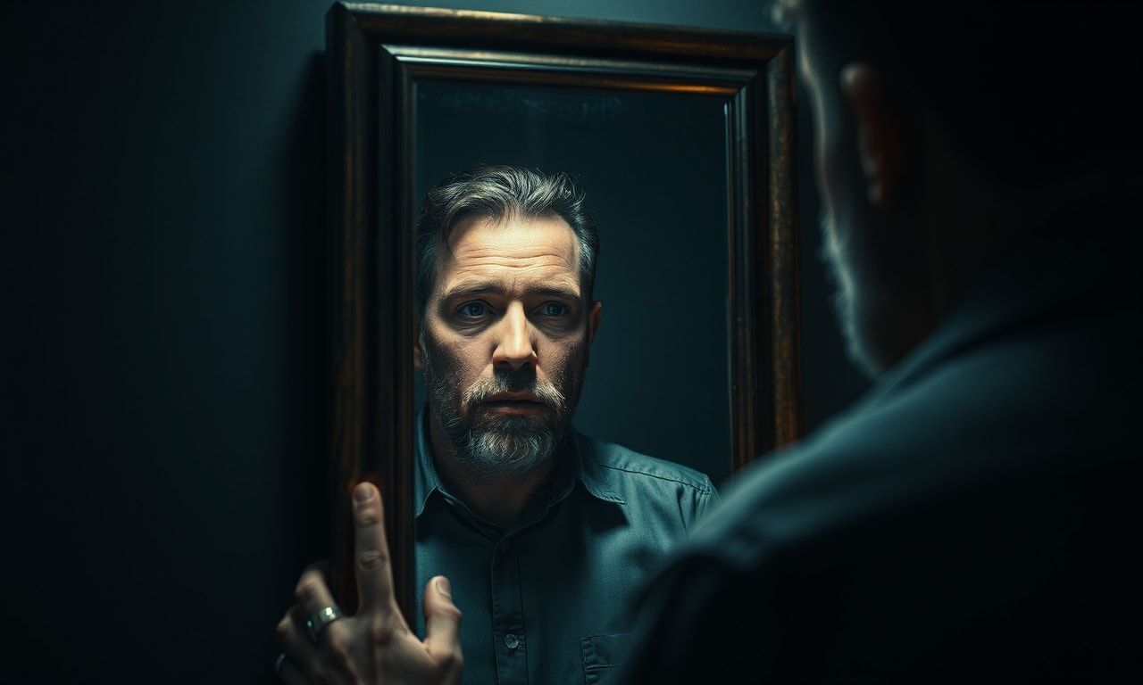 嘘をつく男性の心理を表現したイメージ