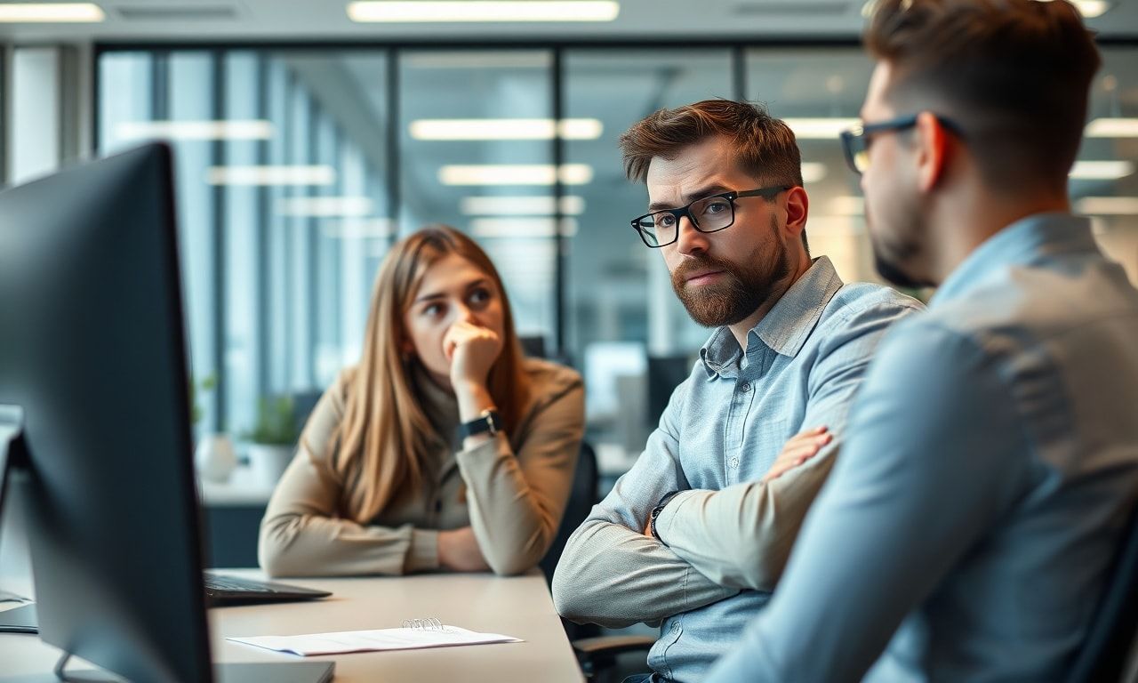 オフィスで同僚に悩む人のイメージ