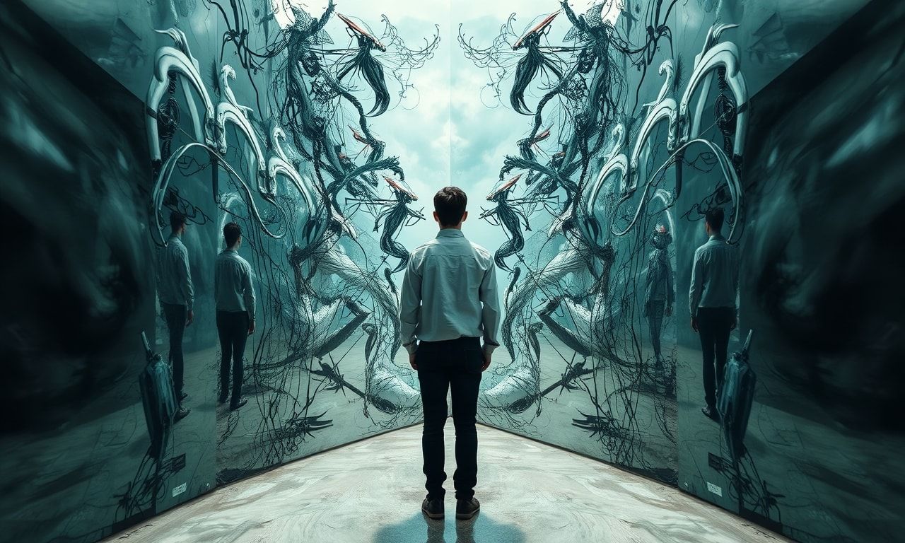 混乱する心と現実のイメージ