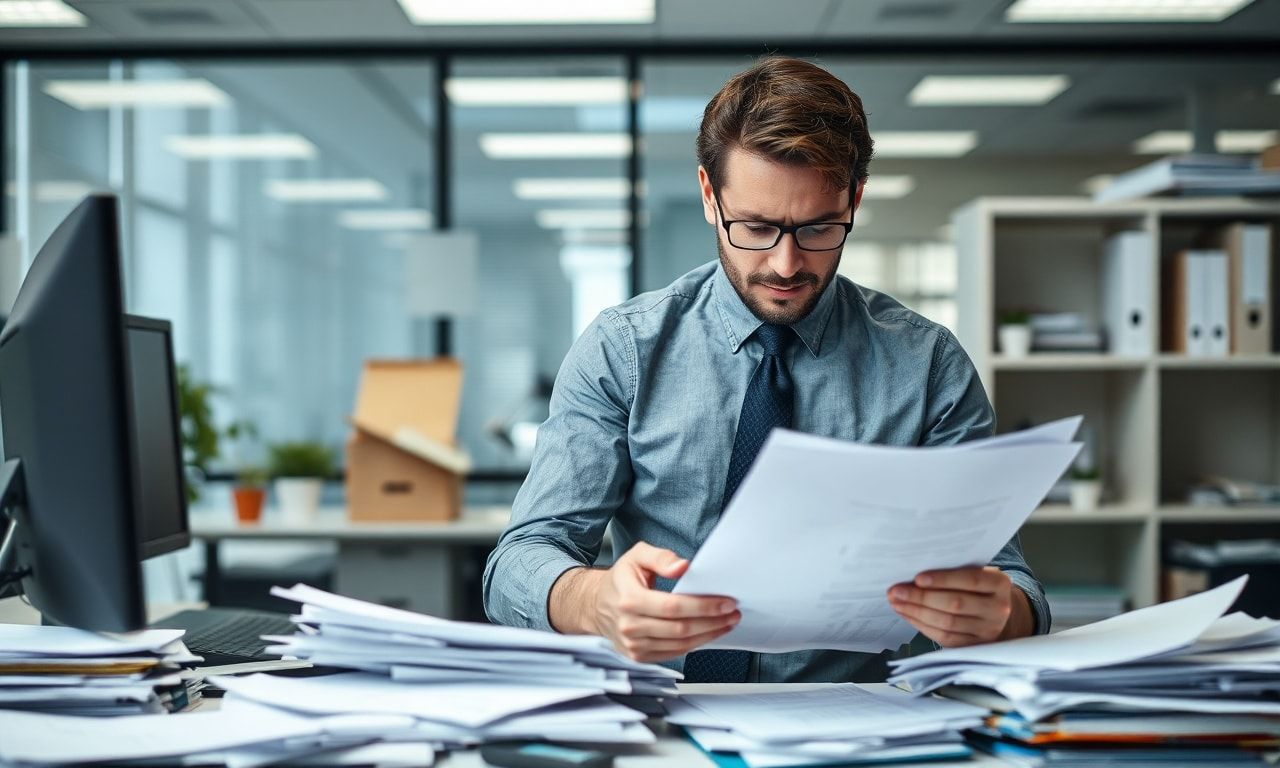 仕事に追われるオフィス風景