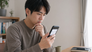 SNSの投稿を見て不安になる人物