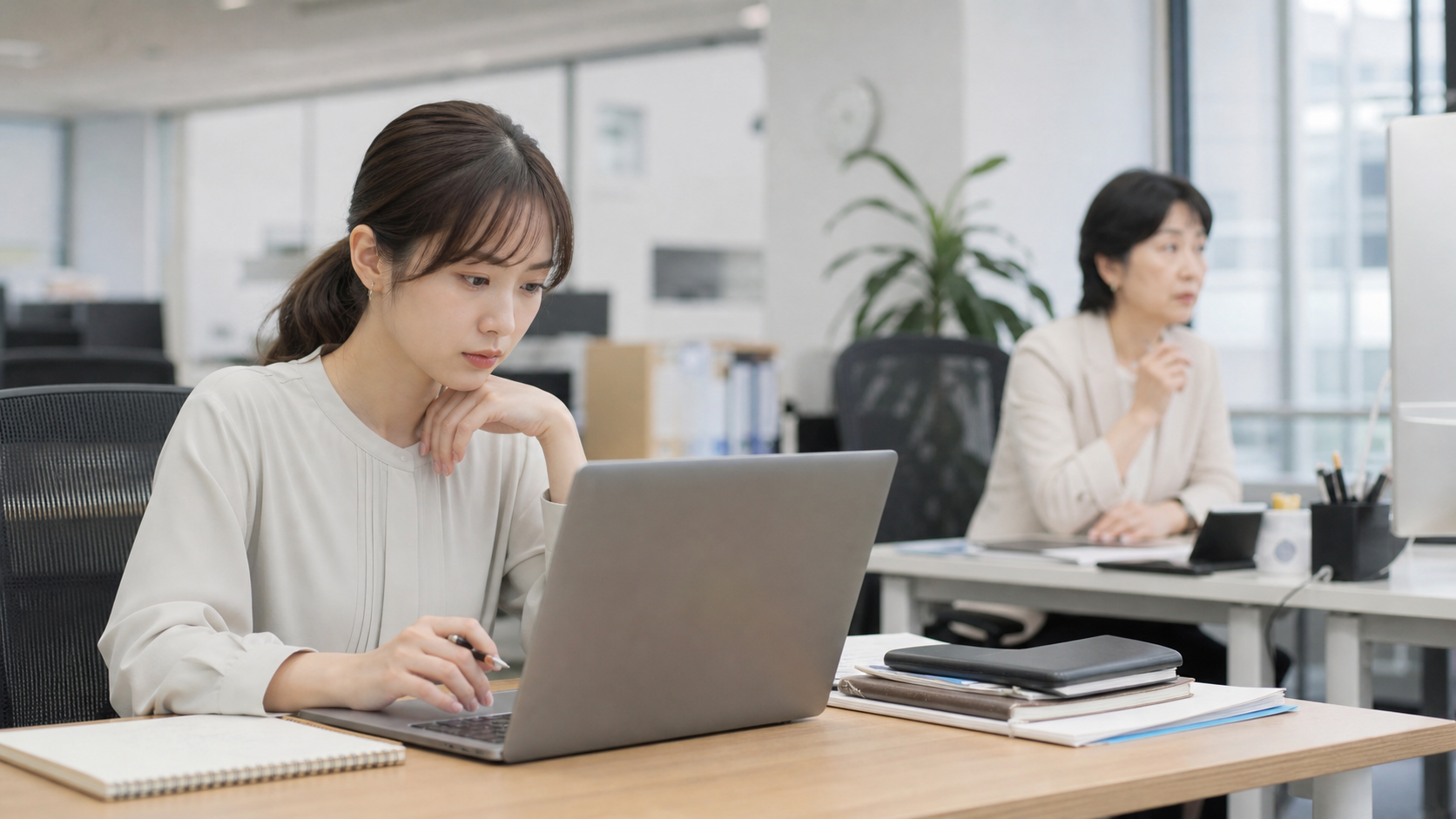 虚言癖おばさんに振り回されず職場で記録を整理する様子