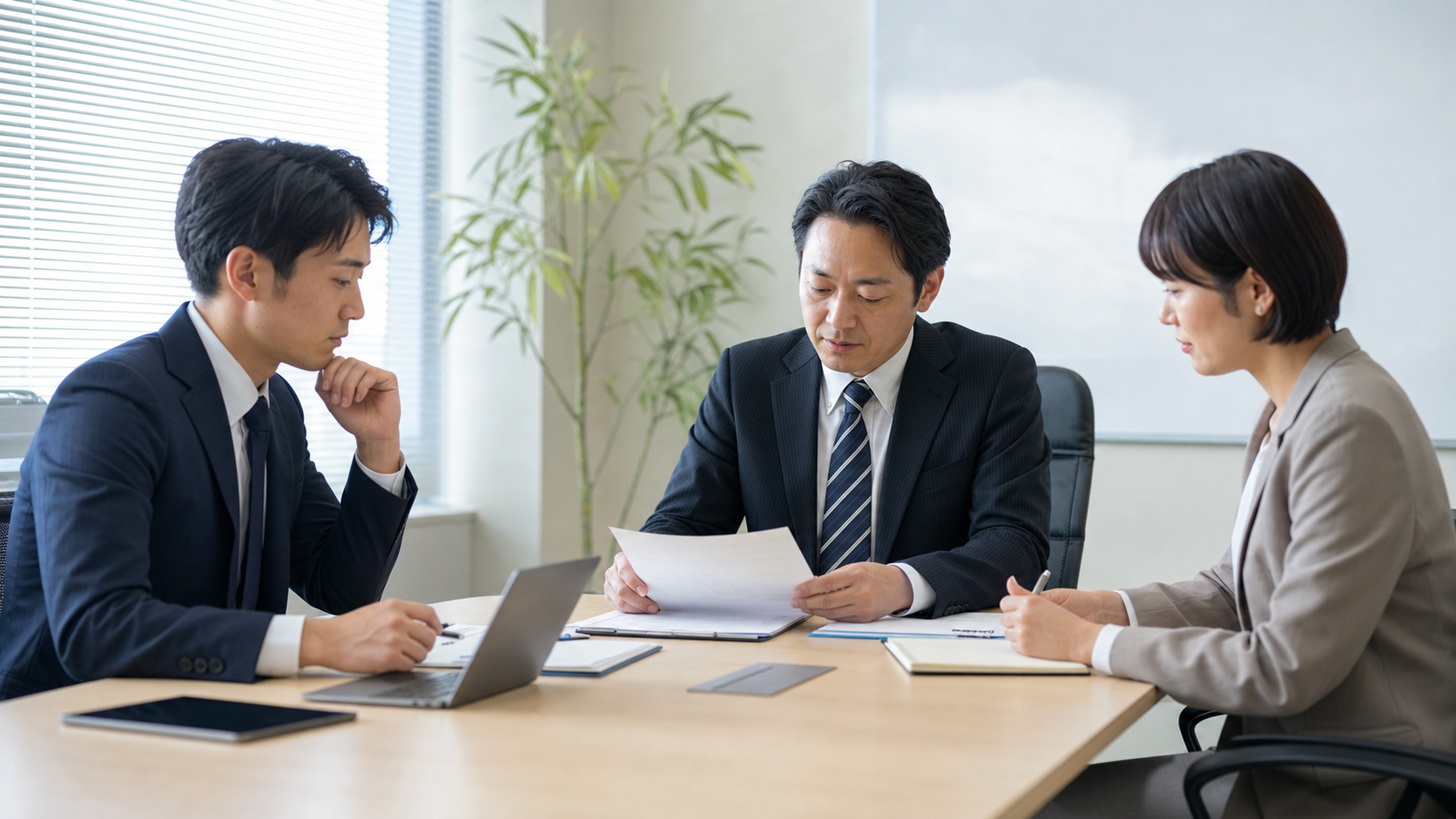 虚言癖で仕事がうまくいかない人への周囲の職場対応を話し合う様子