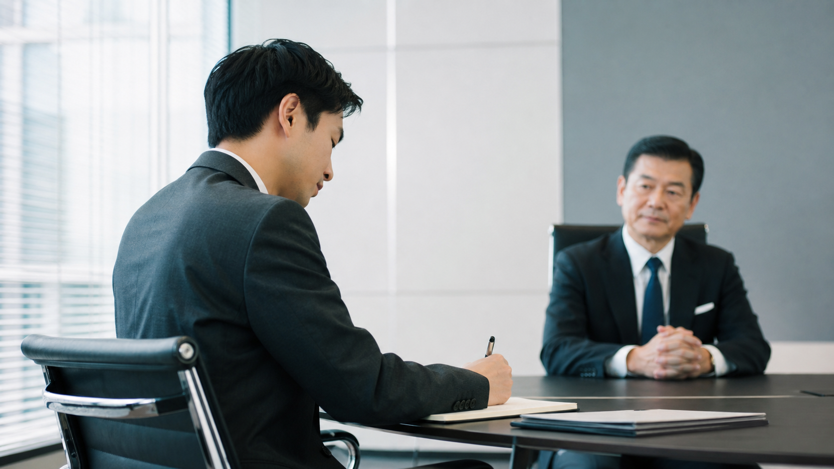 職場のパワー虚言癖に悩む人が上司との面談内容を記録している様子