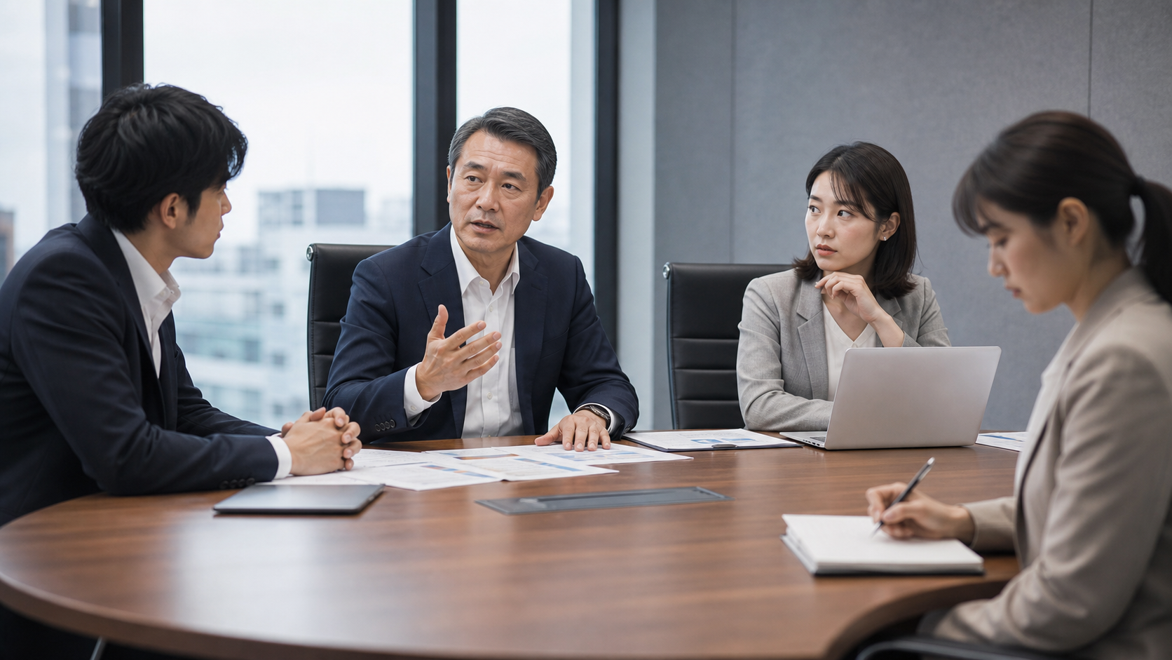 職場で上司や権力者の嘘が指摘しにくくなる会議の様子