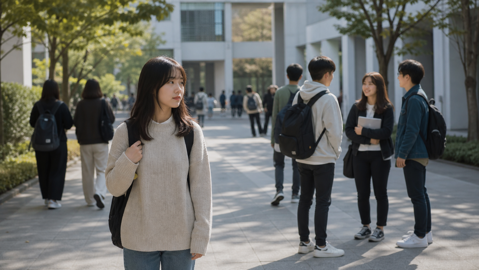 大学生活で友人関係や見栄に悩む学生のイメージ