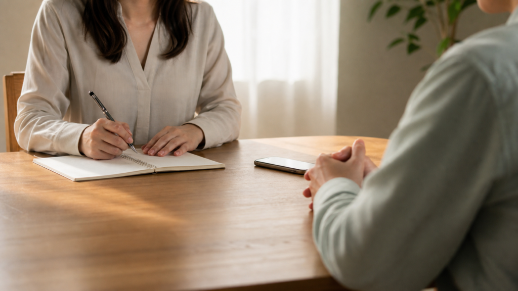 虚言癖の人が嘘を認めない時に冷静に会話と記録を整える場面