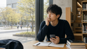 大学生の虚言癖について悩む学生のイメージ