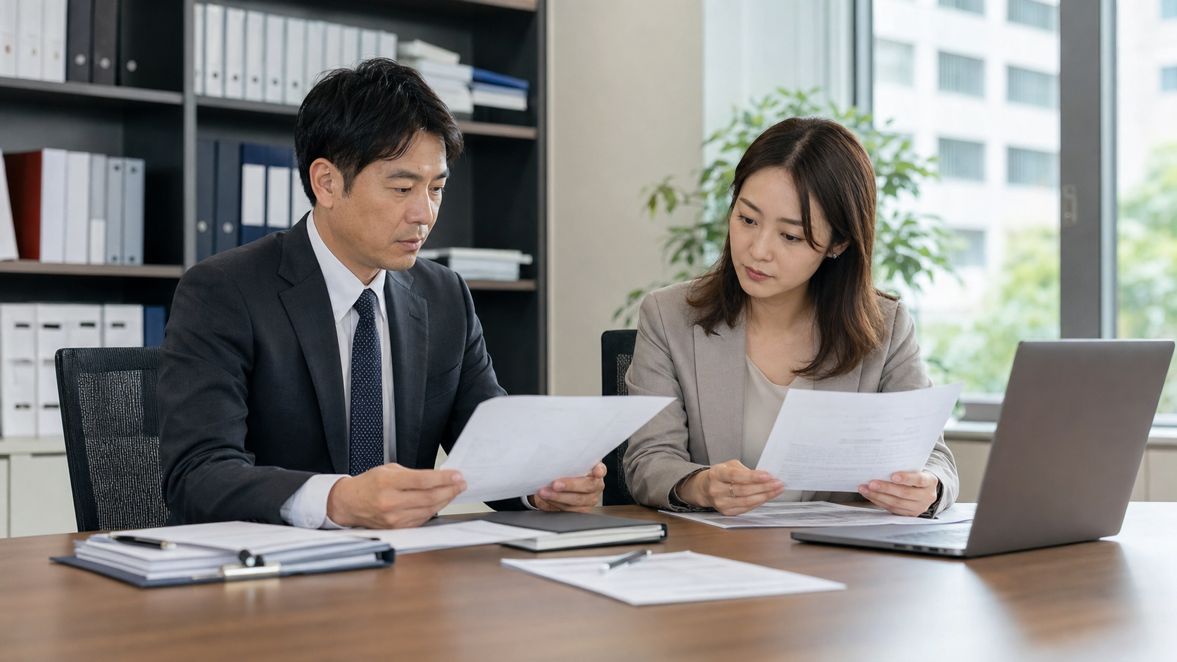 人事担当者が解雇前に本人確認と面談を行う様子