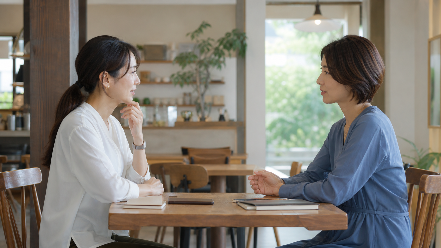 子どもの友達の嘘についてママ友と慎重に話し合う様子