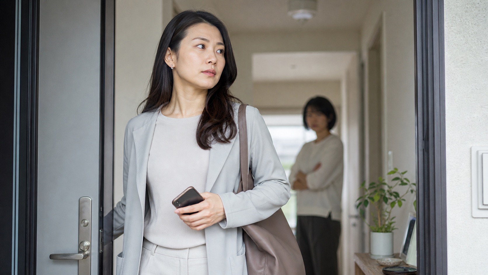虚言癖のある人から安全に距離を取るために場を離れる様子