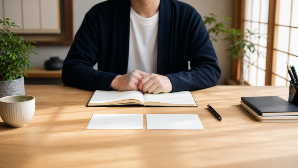 虚言と嘘の違いを整理する人の手元