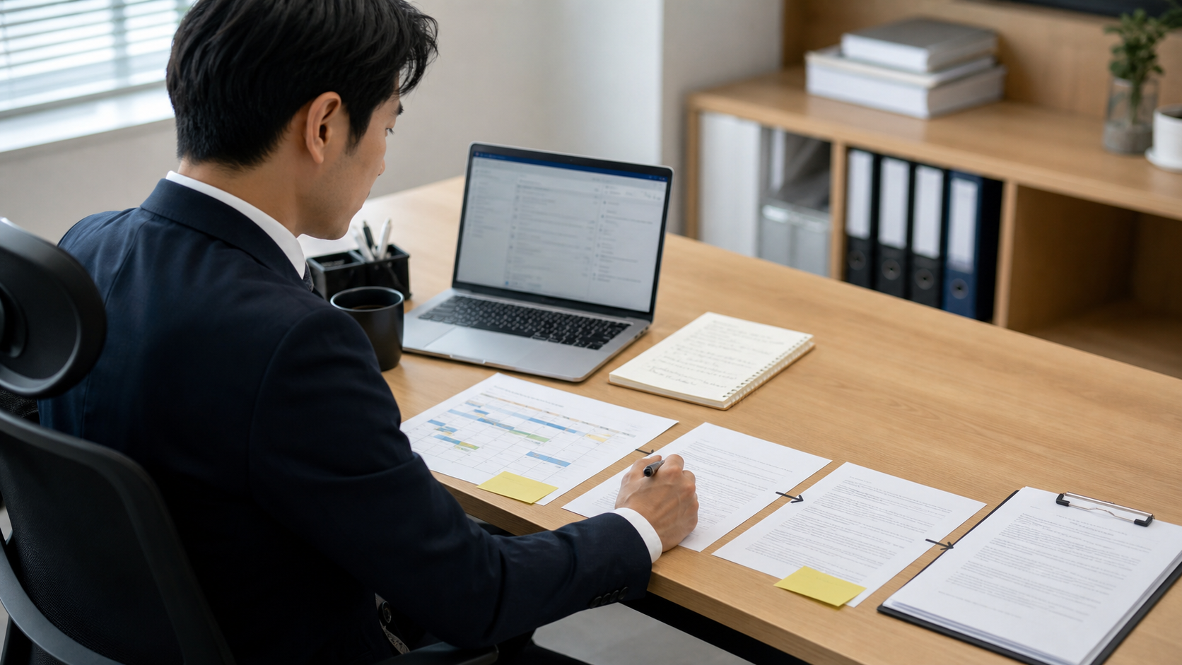 取引先の説明をメールや資料で事実確認する担当者