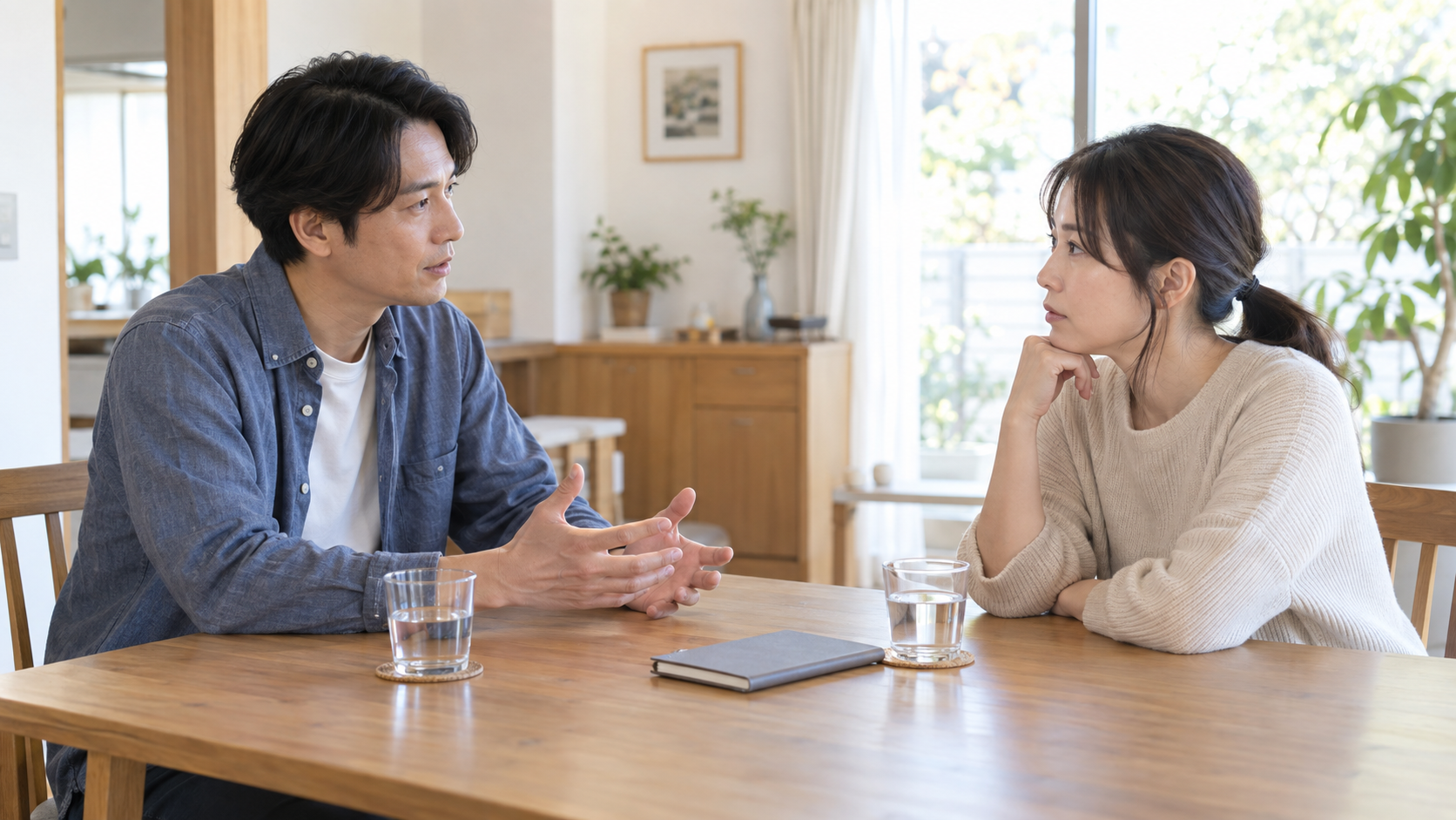 アルコール依存症の嘘について落ち着いて話し合う家族