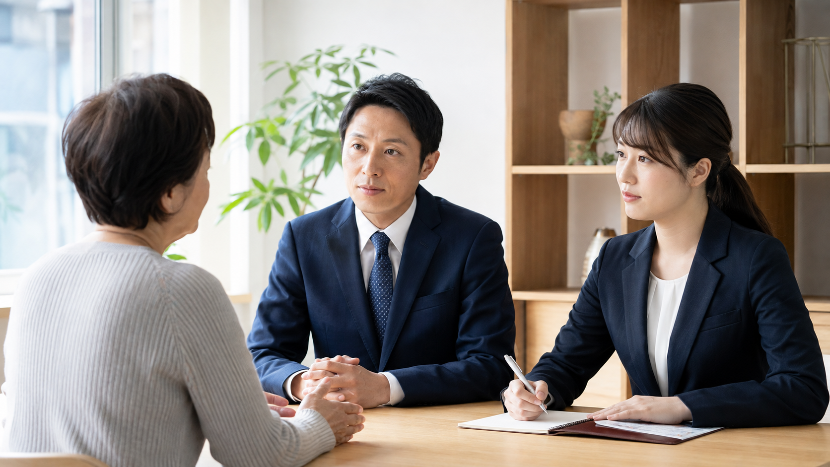 事実と異なるクレームに複数の担当者が落ち着いて対応する様子