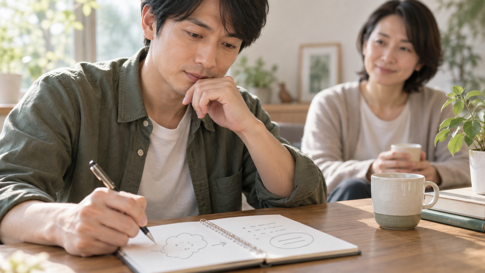虚言癖が不安な人が嘘のきっかけと訂正方法を記録する場面