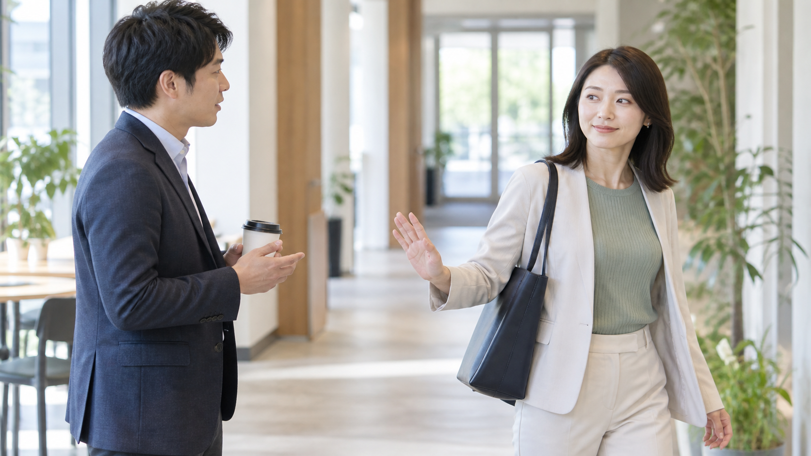 虚言癖のマウントに穏やかに境界線を示して距離を取る場面