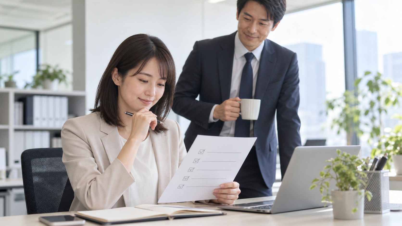 虚言癖が気になる人が仕事選びのチェックリストを確認する様子