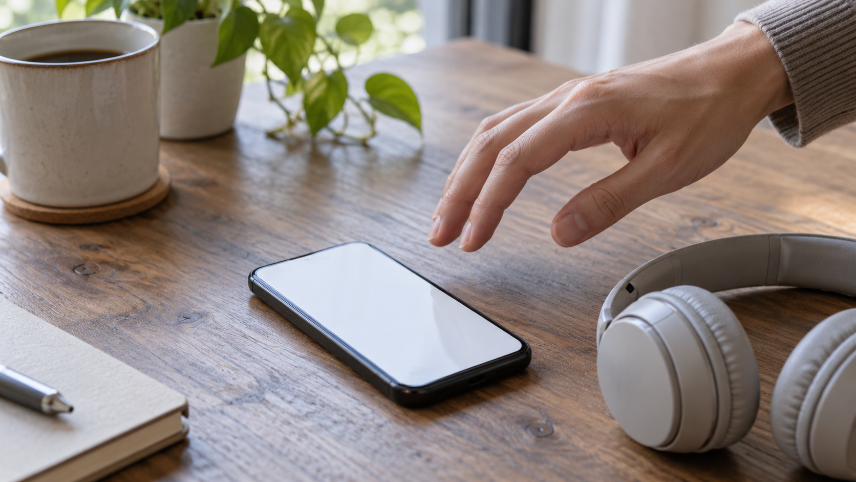 音声の共有前にスマートフォンの操作を止める手