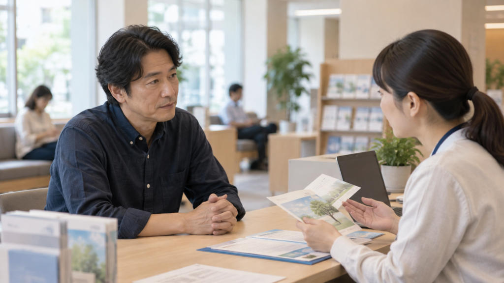 地域の公的な相談窓口で案内を受ける人のイメージ