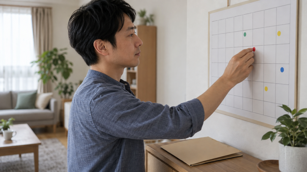 手続きの予定をカレンダーで確認する人