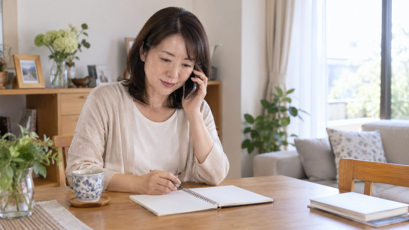 家族が一人で電話相談をする場面のイメージ