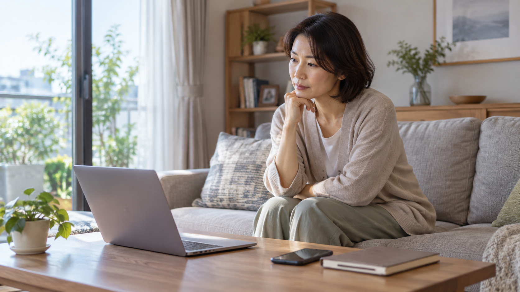 自宅でオンライン診療を検討する人の説明用イメージ