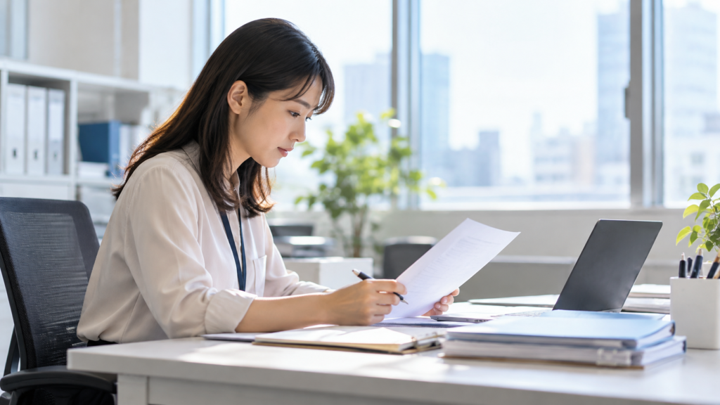 仕事で困る場面と配慮の相談内容を整理する会社員