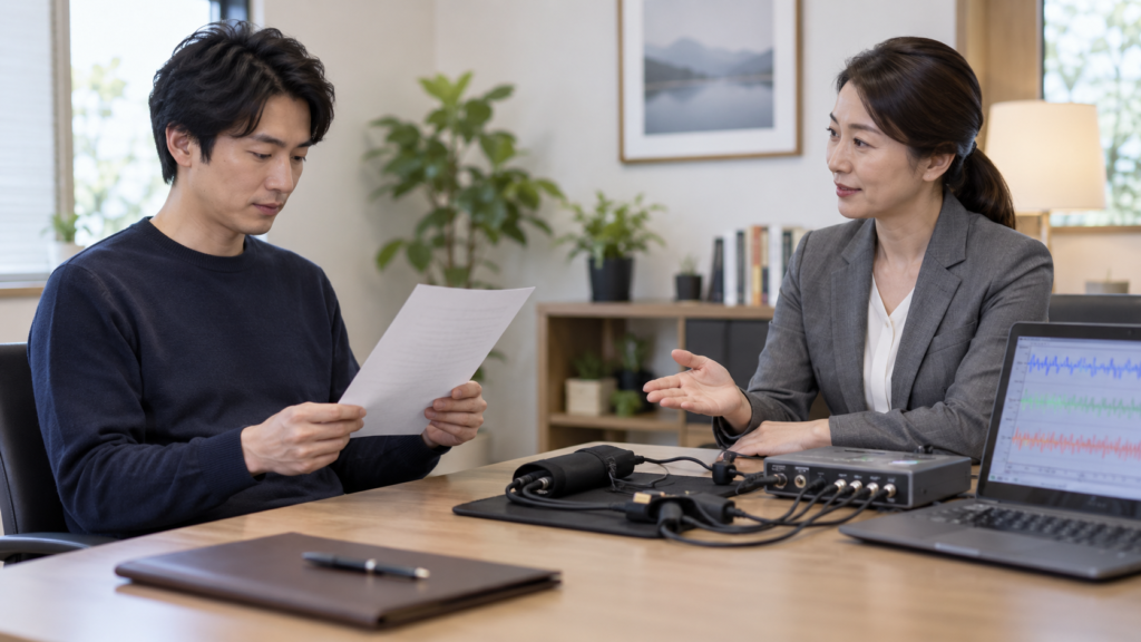検査前に説明を受けて内容を確認する人