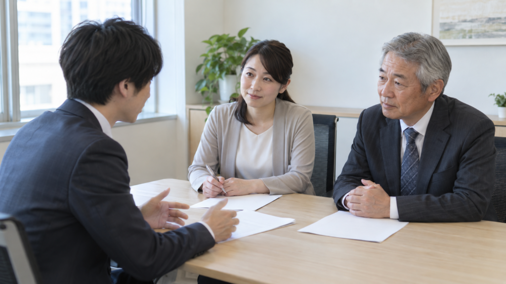 働き方について会社の相談担当者と確認する人